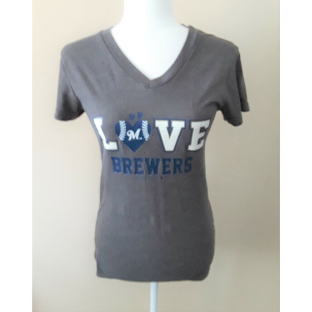 Milwaukee Brewers Women’s V‑Neck T‑Shirt Medium | MLB Short Sleeve Fan Apparel